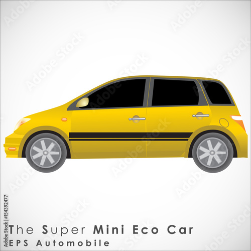 A Yellow Mini Car.Vector and Illustration, EPS 10. photo