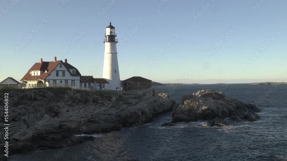 Portland Head Light House With Waves Crashing on Boulders Portland Head Light House With Waves Crashing on Boulders