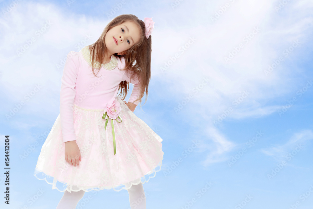 Elegant little girl in a pink dress. Elegant little girl in a pink dress.