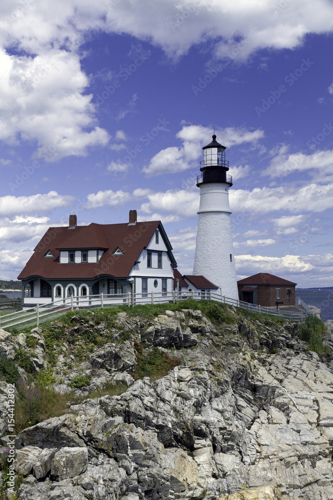 Portland Head Lighthouse, in Fort Williams Park, guarding Portland Harbor, Cape Elizabeth,Maine