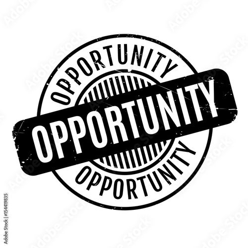 Opportunity rubber stamp. Grunge design with dust scratches. Effects can be easily removed for a clean, crisp look. Color is easily changed.