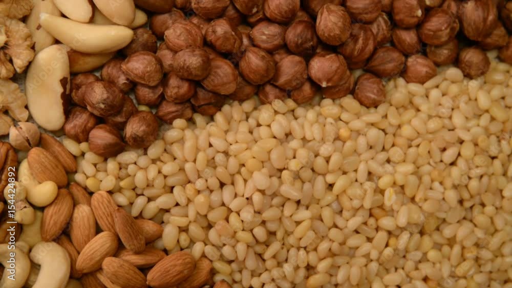 Nuts mix in a canvas bag in table. Nuts mix in a canvas bag in table.