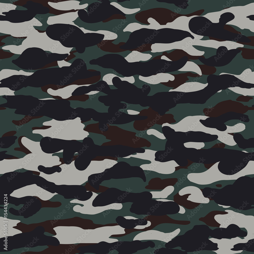Seamless dark wide green gray brown and black military fashion camouflage  pattern vector Stock Vector