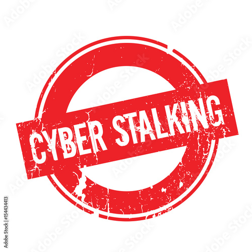 Cyber Stalking rubber stamp. Grunge design with dust scratches. Effects can be easily removed for a clean, crisp look. Color is easily changed.
