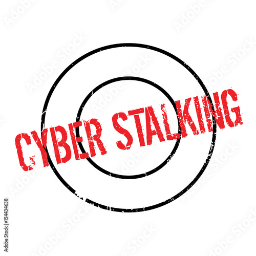 Cyber Stalking rubber stamp. Grunge design with dust scratches. Effects can be easily removed for a clean, crisp look. Color is easily changed.