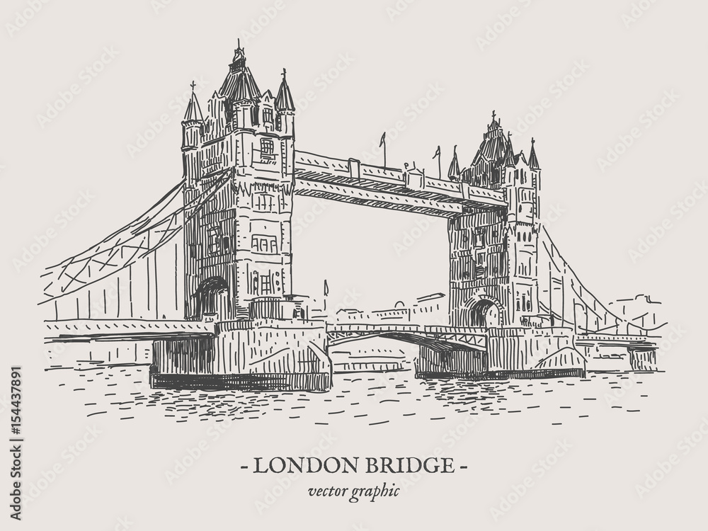 London Tower Bridge Drawing High-Res Vector Graphic - Getty Images
