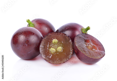 Red grapes white background