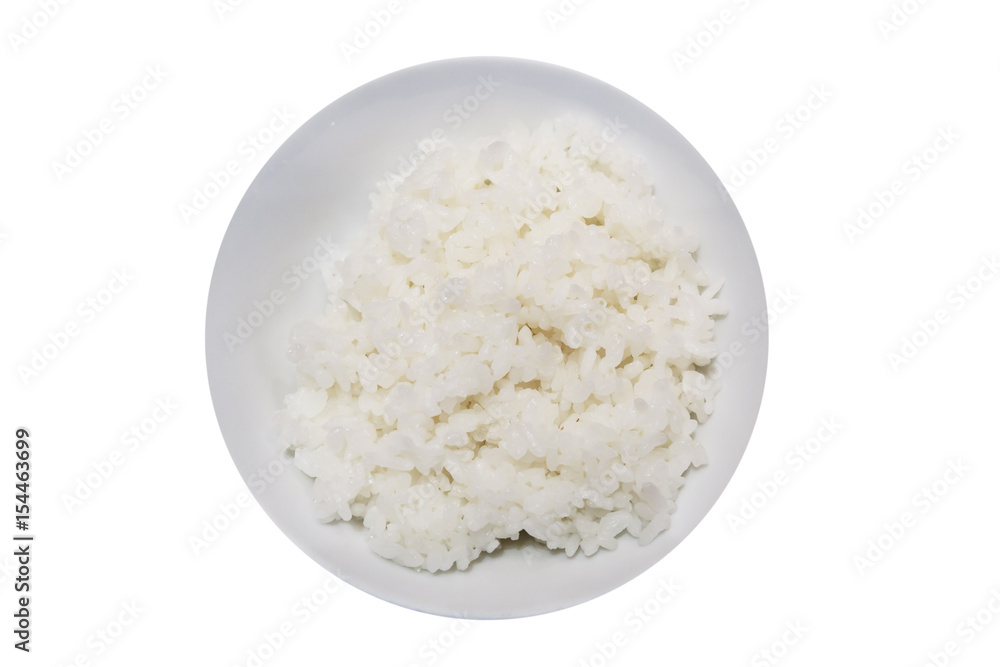 japanese rice in white bowl isolated on white background with clipping path japanese rice in white bowl isolated on white background with clipping path