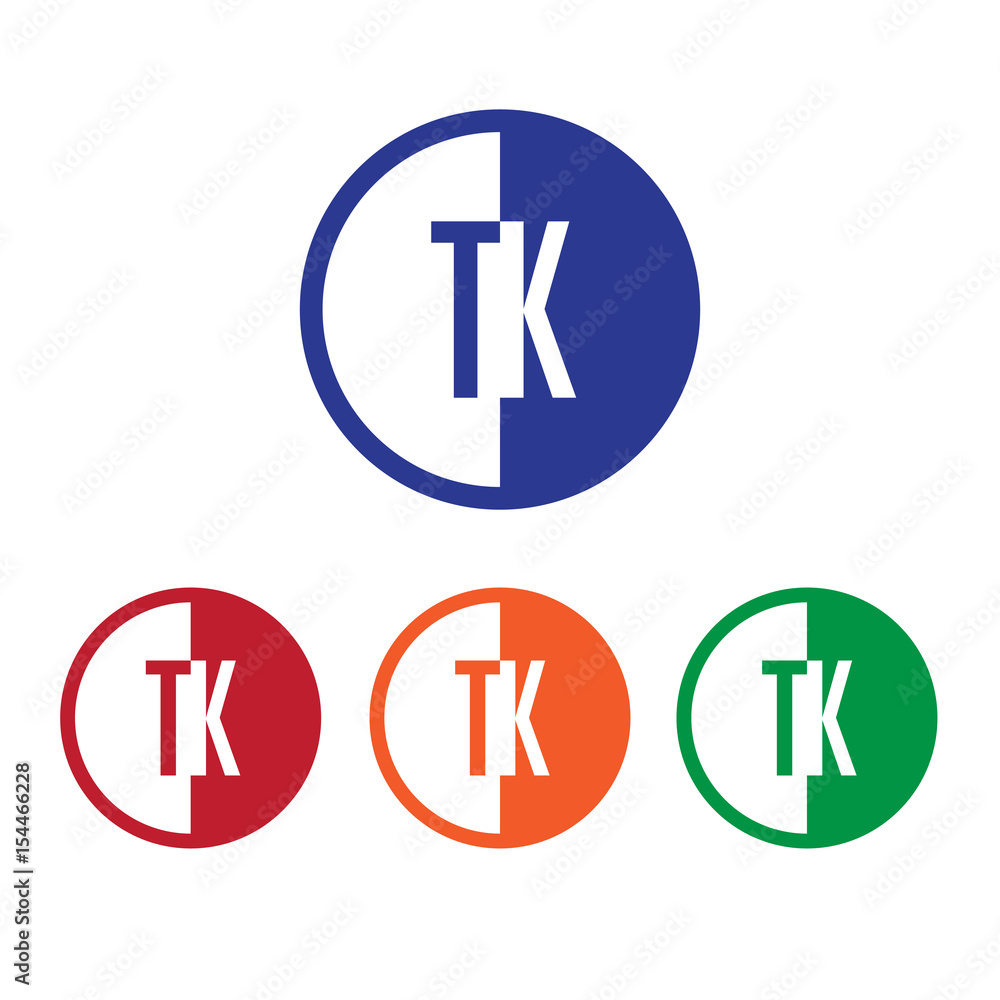 TK initial circle half logo blue,red,orange and green color TK initial circle half logo blue,red,orange and green color