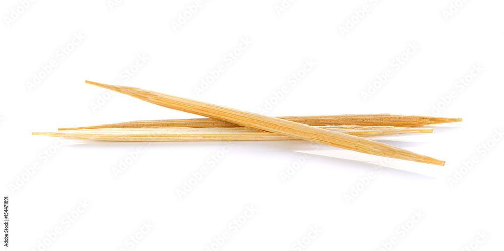 Wooden toothpicks on white background isolate Wooden toothpicks on white background isolate