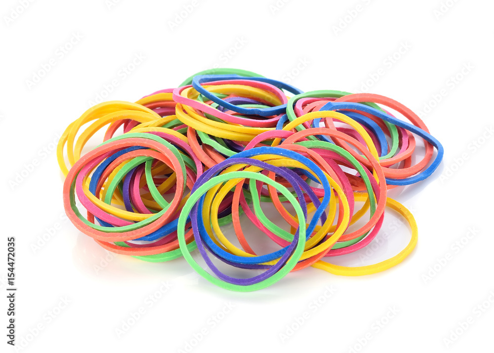 Colorful rubber bands on white background Colorful rubber bands on white background