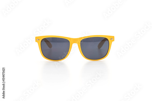 yellow sunglasses on white background