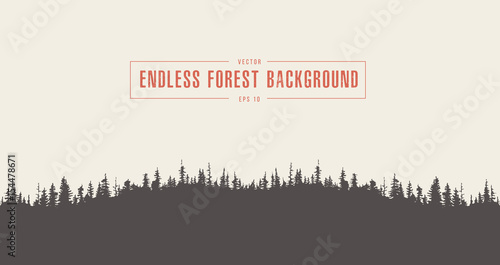 Pine forest background vector drawn sketch