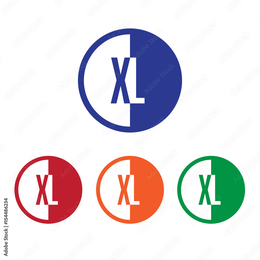 XL initial circle half logo blue,red,orange and green color XL initial circle half logo blue,red,orange and green color