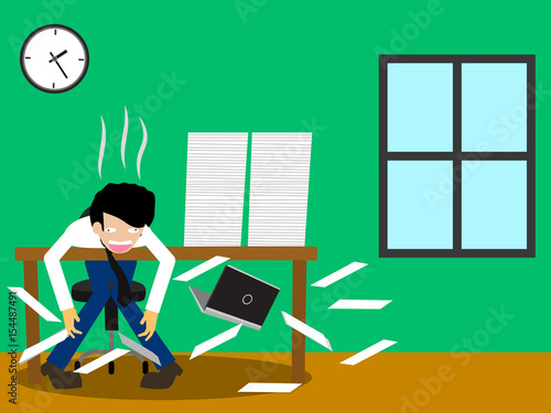 Business man faints at his office desk