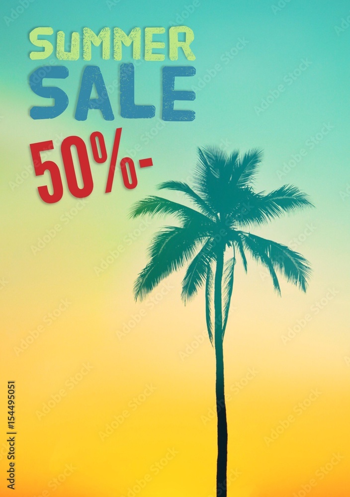 Summer sale colorful poster design with copy space.