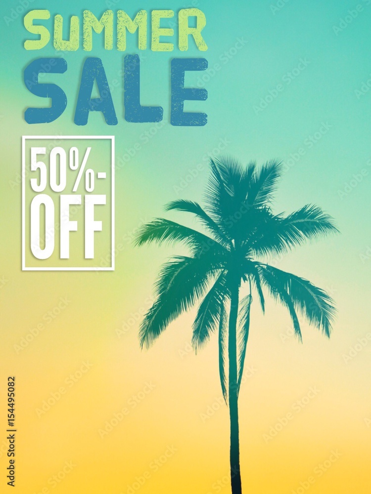 Summer sale colorful poster design with copy space.