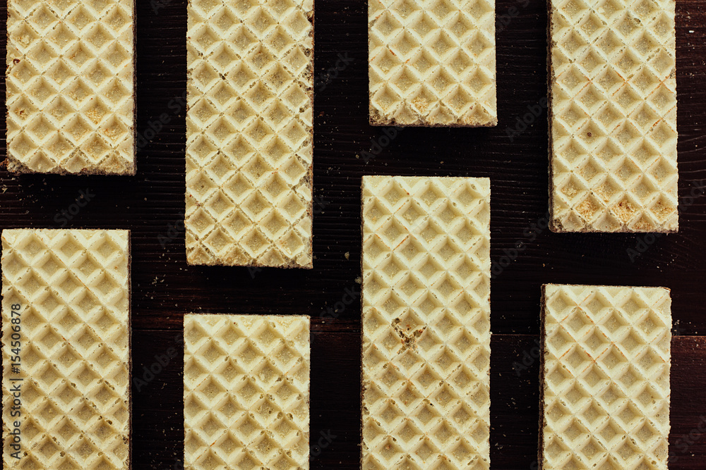 Sandwiched wafers on the table top view background Sandwiched wafers on the table top view background