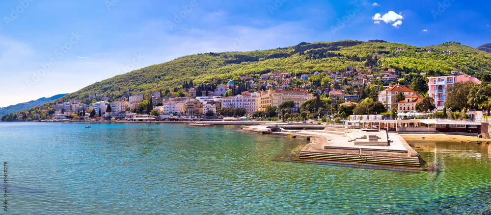 Adriatic town of Opatija waterfront panoramic view