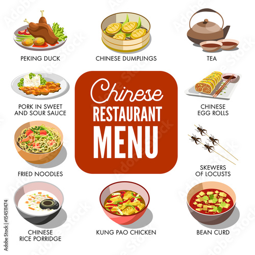 Chinese dishes in menu