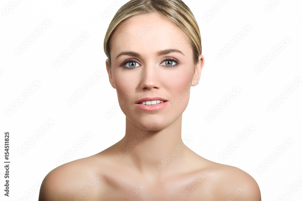 Beautiful blonde woman with clean fresh skin close up Beautiful blonde woman with clean fresh skin close up