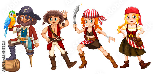 Pirate crews on white background
