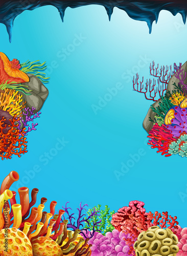 Scene with coral reef underwater