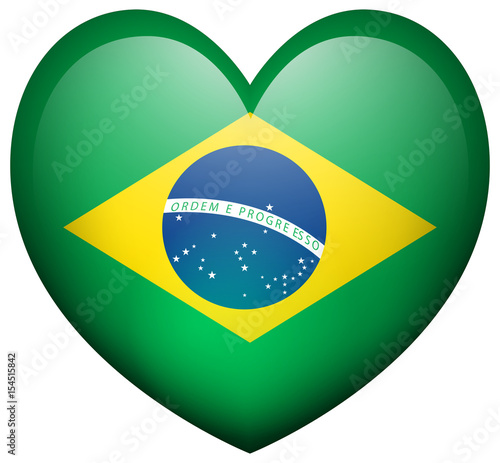 Flag of Brazil in heart shape