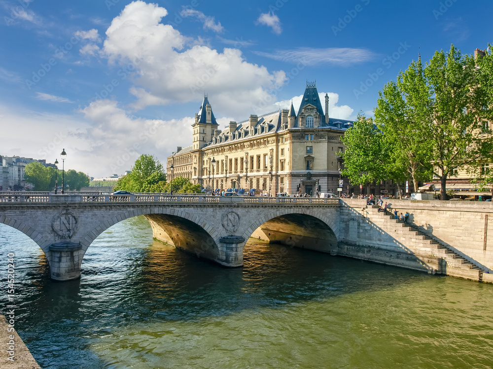 Palace of Justice and river Seine in Paris