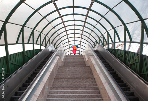 modern overpass stairs and escalator in the city