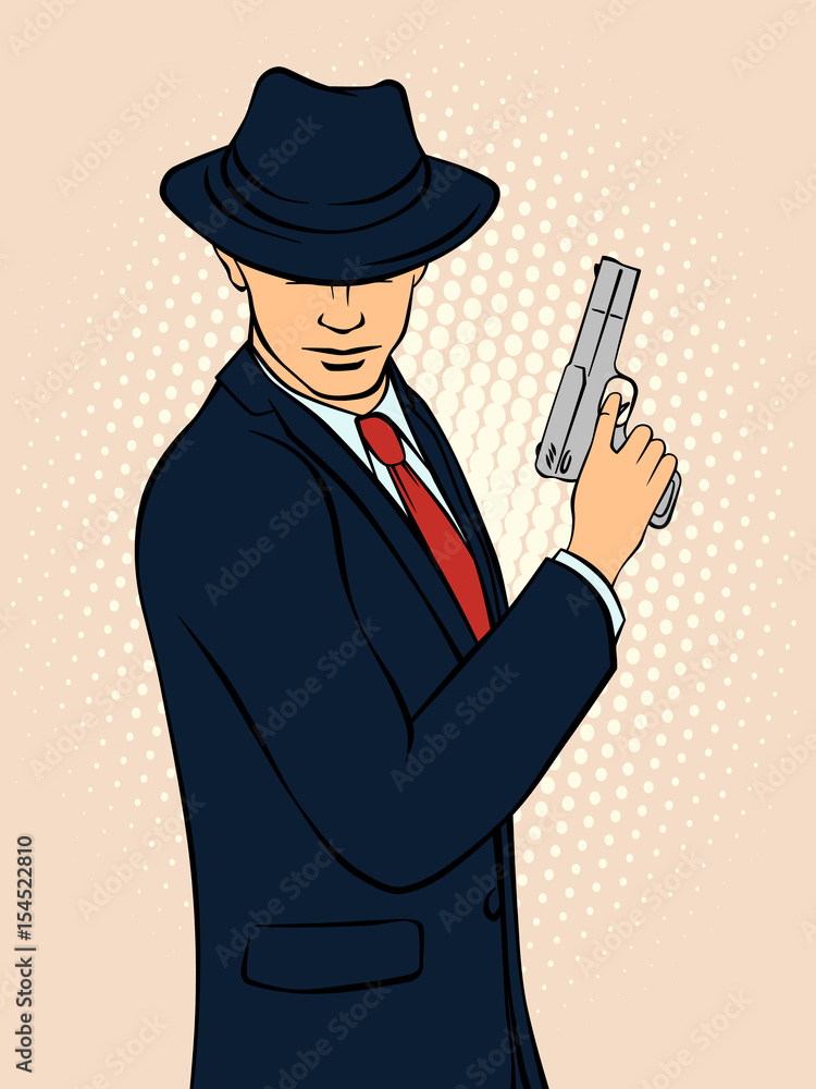 Mafioso with Gun. Pop Art Mafia Boss Stock-vektor | Adobe Stock