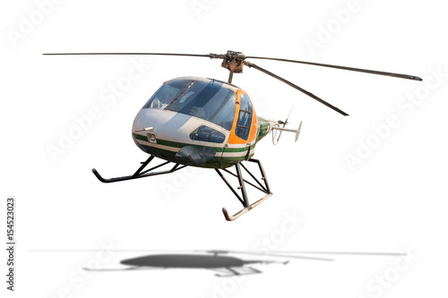 Old helicopter isolated on white background with clipping path.