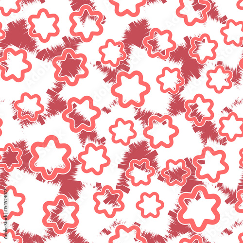Seamless pattern with red six-pointed stars. Vector