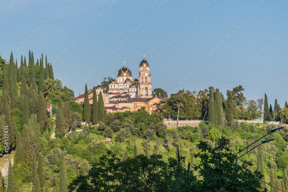 View of the monastery of New Athos, Abkhazia, Caucasus