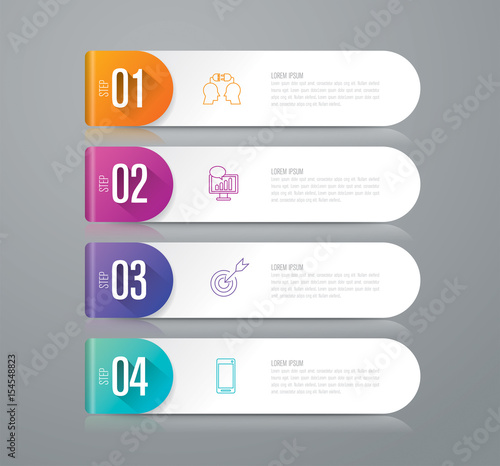 Infographics design vector and business icons with 4 options.