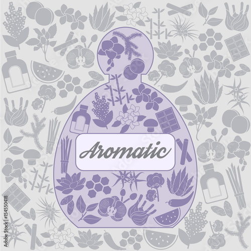 Aromatic herbs and plants background design
