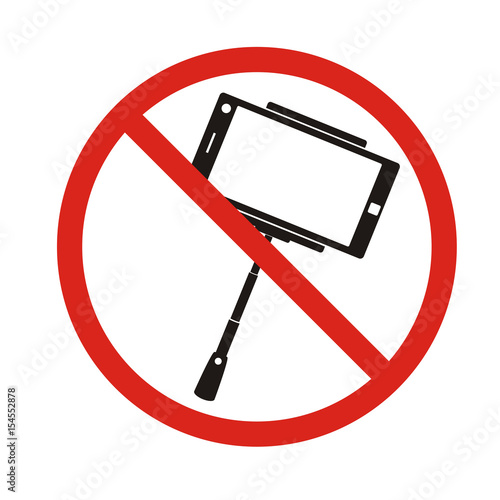 Selfie forbidden icon, with no sign, isolated on white