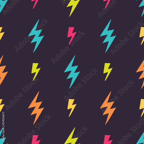 Vector seamless pattern with different colorful fireworks on dark background