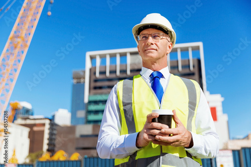 Engineer builder at construction site