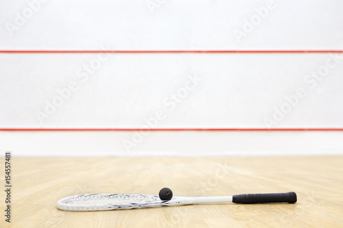 racquetball equipment on the court