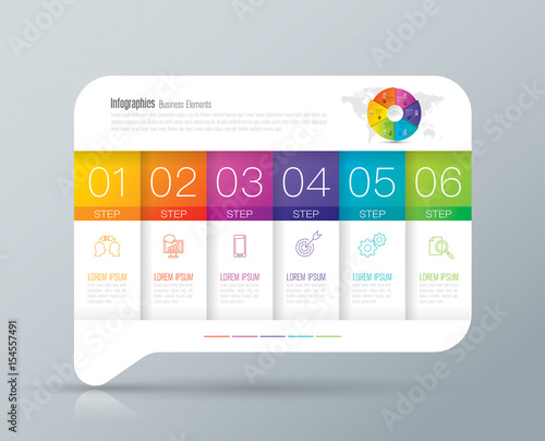 Infographics design vector and business icons with 6 options.