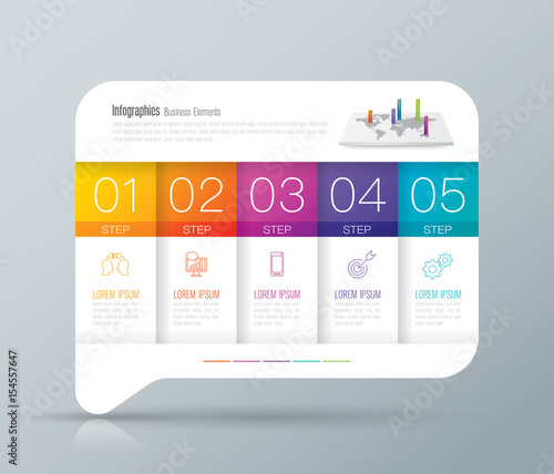 Infographics design vector and business icons with 5 options.