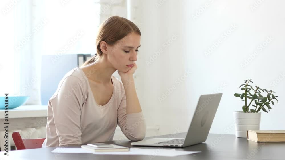 Sleeping Creative Woman, Feeling Tired at Office Sleeping Creative Woman, Feeling Tired at Office