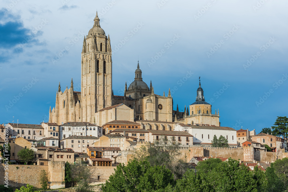 Cathedral in Segovia, detailed close up with tele photo lens, Spain