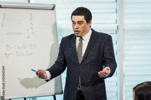 Business adviser,boss analyzing financial figures,Business People Meeting Conference Discussion Corporate Concept,Business conference in a modern office