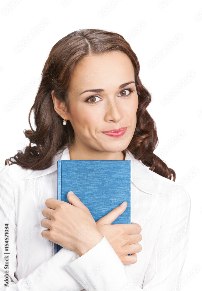 Businesswoman with notepad or organizer, isolated Businesswoman with notepad or organizer, isolated