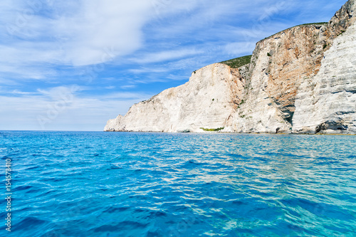 Beautiful lanscape of sea snd white rocks, Zakinthos island, Greece