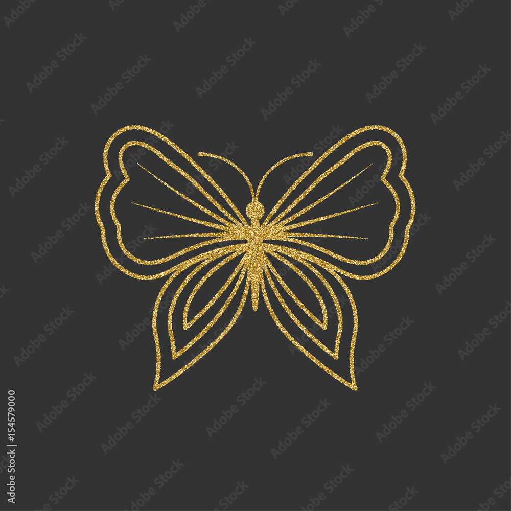 Decorative gold butterfly. An elegant silhouette. Item for logo. Vector illustration. Decorative gold butterfly. An elegant silhouette. Item for logo. Vector illustration.