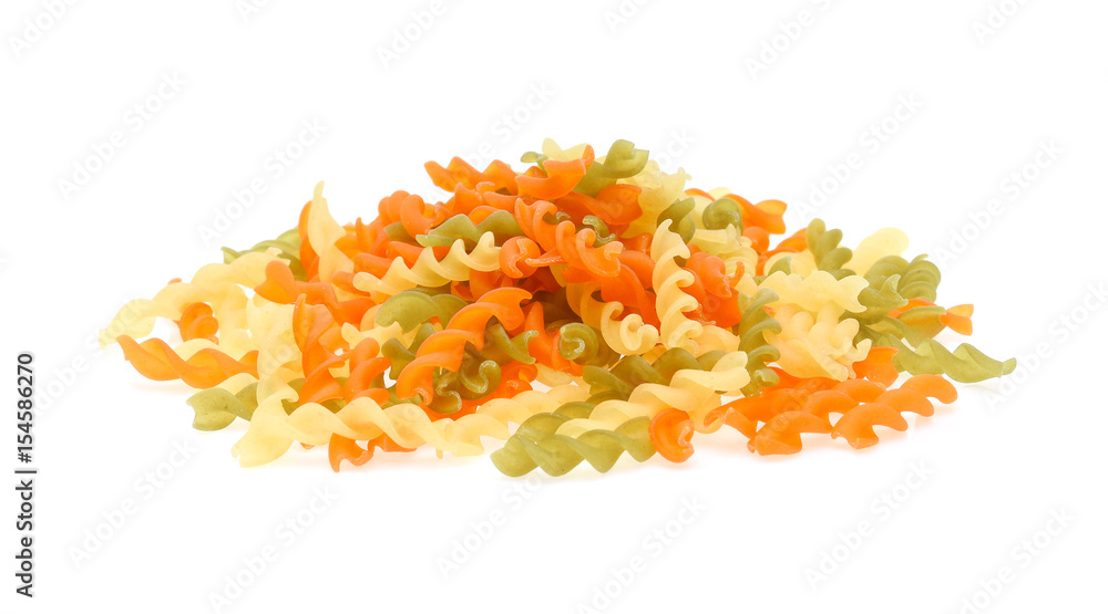 Colored pasta isolated on white background Colored pasta isolated on white background