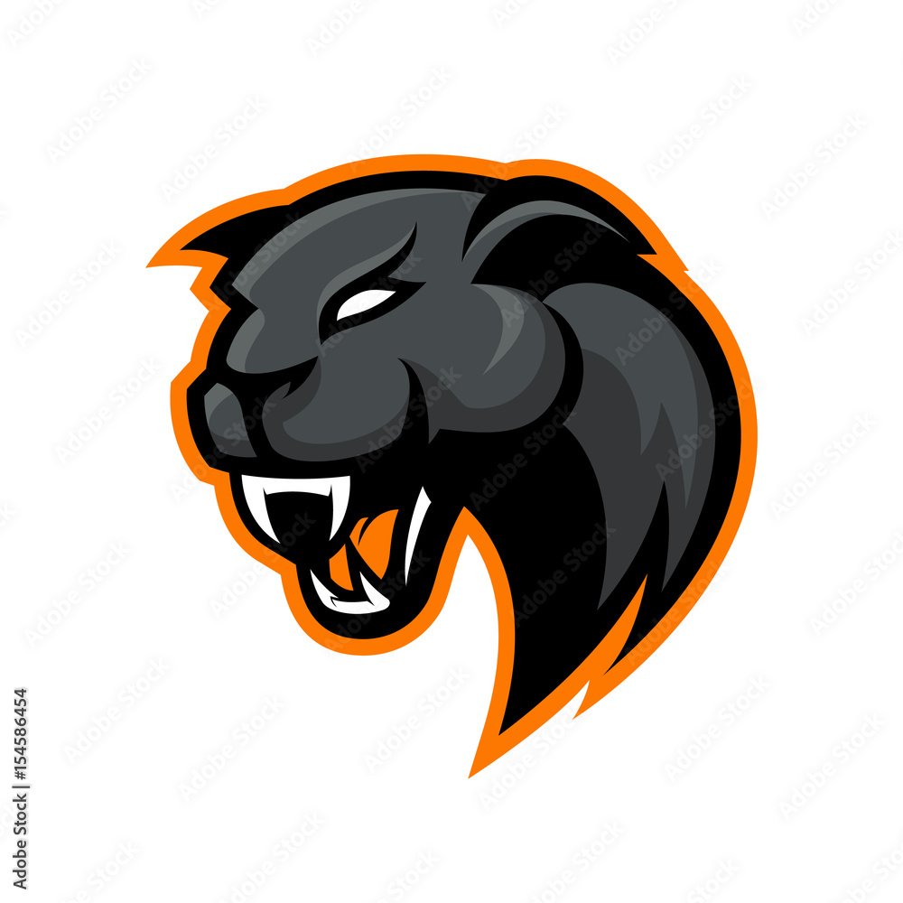 Fototapeta premium Furious panther sport vector logo concept isolated on white background. Modern professional mascot team badge design. Premium quality wild animal t-shirt tee print illustration.